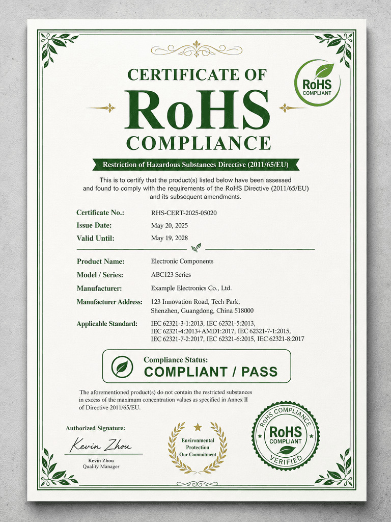 VOLGA ROHS Certificate